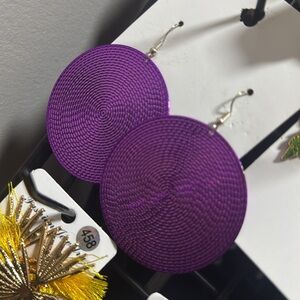 Elegant Purple Disc Earrings